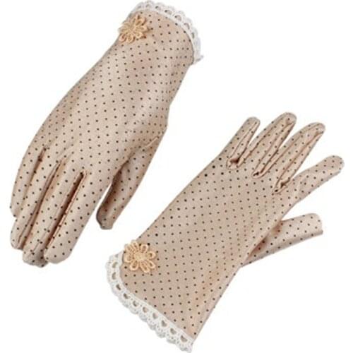 Fashion Thin Gloves Dot Summer Anti-skid Sun Gloves Lace Patchwork Gloves for Women Protection Driving Short Dot Gloves