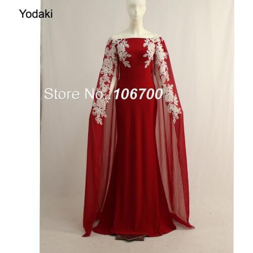 Amazing Real Photos Cape Wrap Lace Appliques Prom Dresses Arabic Boat Neck Off the Shoulder Long Many Colors Party Evening Gowns