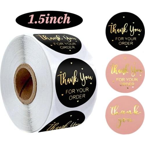 1.5inch 500pcs "Thank You For Your Order"Sticker For Envelope Sealing Labels Sticker Black Pink Gold Sticker Stationery Supply