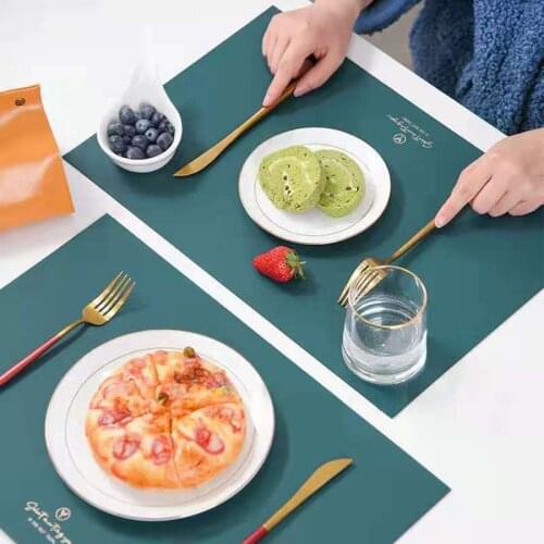 New American Style PU Leather Tablemat Oil-proof Mat Heat Insulation Tableware Pad Waterproof Non-slip Washable Western Food Mat