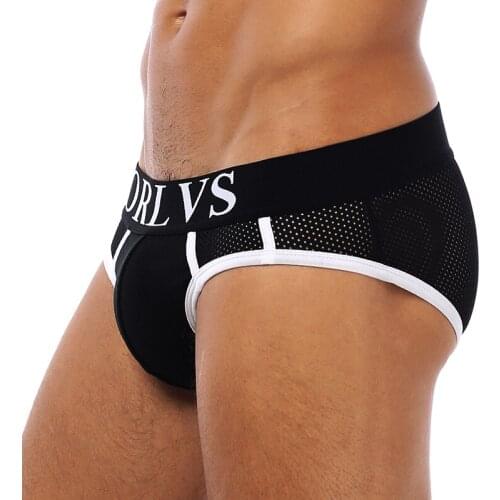 ORLVS Brand 50PC/LOT Wholesale Sexy Men Underwear Male Briefs Quick Dry Comfortable Underpants Breathable Cueca Tanga Men Briefs