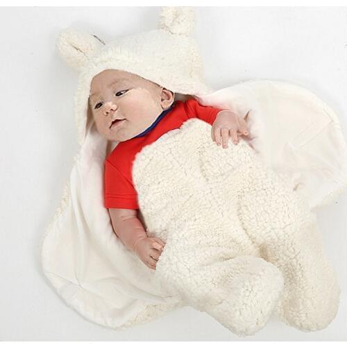 Baby Swaddle Cartoon Panda Thick Warm Plush Modeling Newborn Baby Sleeping Wrap Blanket Photography Prop for Babies Boys Girls