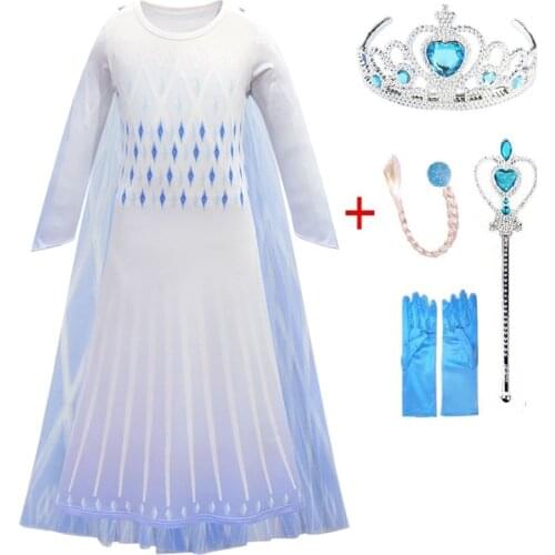 Princess Elsa Dress Role Play Prom Party Dress Snow Queen Girls Dress Anna Elsa 2 Cosplay Costume Kids Clothes