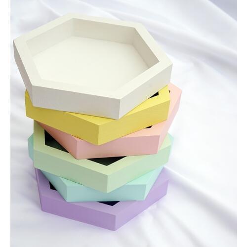 Geometric wooden desktop tray kitchen/candy/snack/fruit/ storage tray serving trays Cosmetic storage for home decoration MTP02