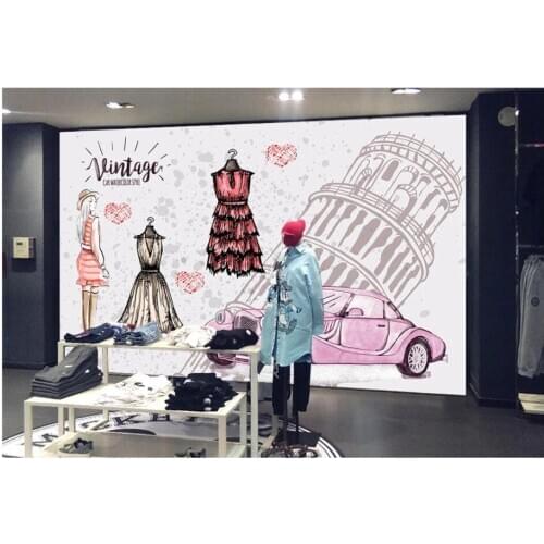 Custom photo 3d wallpaper Hand-painted beauty car scenic spot architectural clothing store living room wallpaper for walls 3 d