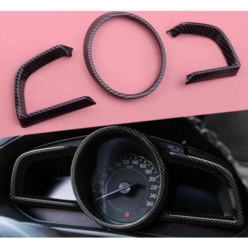 3pcs/set Carbon Fiber Look Dashboard Interior Instrument Trim Frame Fit For Mazda 3 Sedan Hatchback 2014 2015 2016 2017 2018