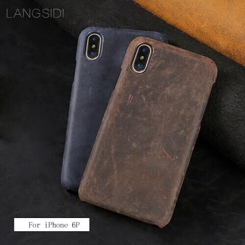 Luxury For iPhone 6 Plus case handmade Genuine Cow Leather custom mobile phone cover case