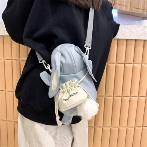 Cute Cartoon Rabbit Bag Fashion Light Canvas Shoulder Bag Girl Student Messenger Bag Mini Bag Doll Bag Accessory Bag