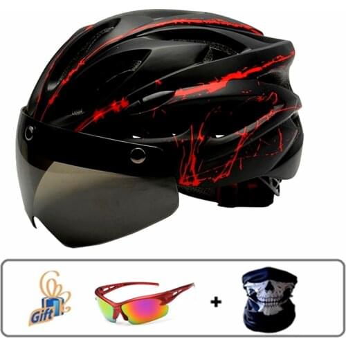 Stylish Black Goggles Bicycle Helmet Ultralight Pattern Bike Helmet Riding Mountain Road Bike Integrally Molded Cycling Helmets