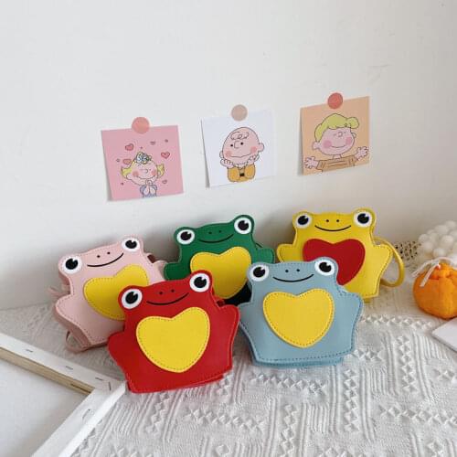 Cute Cartoon Frog Crossbody Bag for Children PU Leather Mini Coin Purse Baby Girls Fashion Accessories Bag Small Shoulder Bags