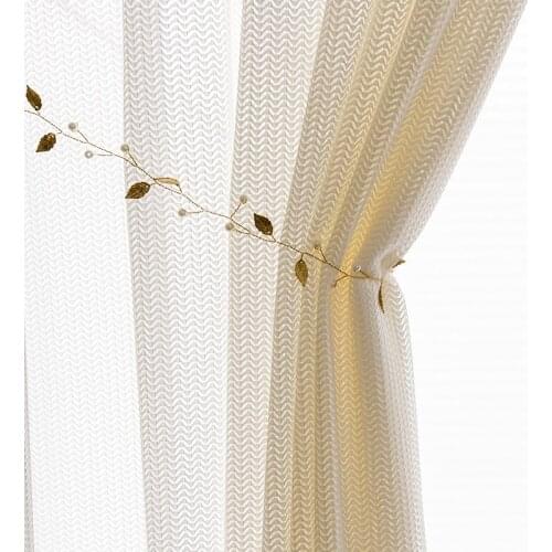 Custom Made Tulle Sheer Morden Herringbone jacquard yarn Light Curtains with Lace Tulle Fabric for Home Living Room window Decor