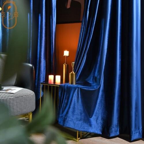 High-end American European-style Velvet Curtains Velvet Blackout Curtains for Bedroom Living Room Balcony Flannel Curtains
