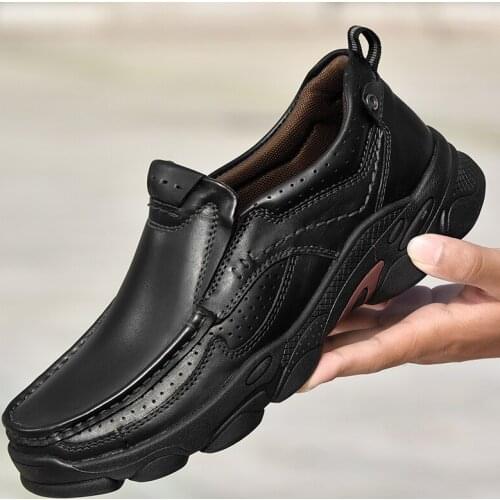High Quality Mens Genuine Leather Shoes Comfortable Luxury Loafers Man Casual Shoes Outdoor Slip on Men Sneakers Big Size 38-48