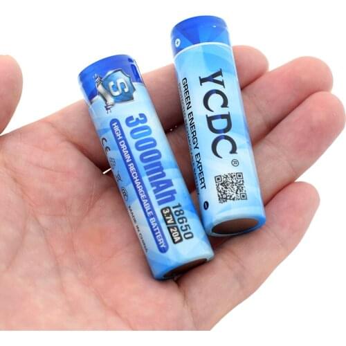 YCDC New Original 18650 Battery 3.7v 3000mah 18650 Rechargeable Lithium Battery High Discharge Max 20A For Flashlight Batteries