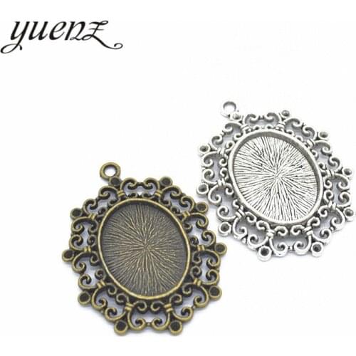 YuenZ 2pcs 2 Colors Necklace Pendant Setting Cabochon Base Tray Bezel Blank Fit 25*19mm oval Cabochon Jewelry Making C13