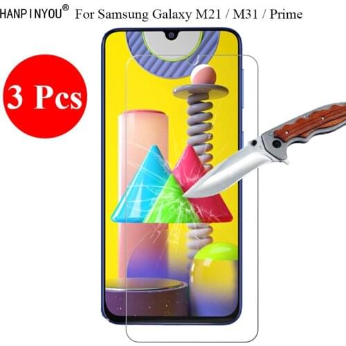 3 Pcs/Lot New 9H 2.5D Tempered Glass Screen Protector For Samsung Galaxy M21 / M31 / Prime 6.4" Protective Film + Clean Tools