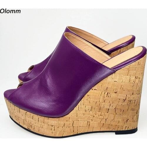 Olomm Women Platform Mules Sandals Wedges High Heel Sandals Open Toe Gorgeous 6 Colors Party Shoes Women US Plus Size 5-20