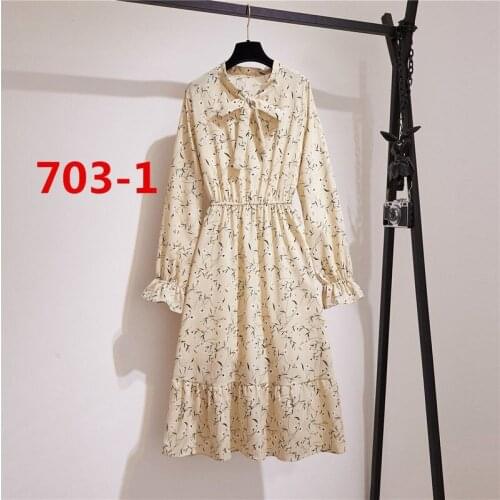 Floral Dress Women Print Chiffon Vestidos Vestido Beach Elegant Spring Autumn Korean Long Sleeve V Neck Ropa Mujer Y570