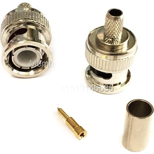 1pc BNC Male Plug RF Coax Convertor Connector Crimp RG58,RG142,RG400,LMR195 Straight Nickelplated NEW wholesale