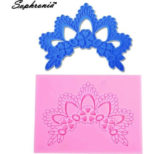 10PCS/SET F1220 Imperial Crown Silicone Mold Lace Cupcake Fondant Molds Chocolate Sugarcraft Cake Decorating 11.2*9.4*0.5cm
