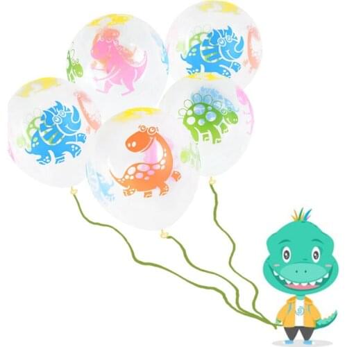 10Pcs 12Inch Latex Thicken Cartoon Transparent Dinosaur Printing Balloon DIY Kids Toy Birthday Wedding Home Party Decor Supplies