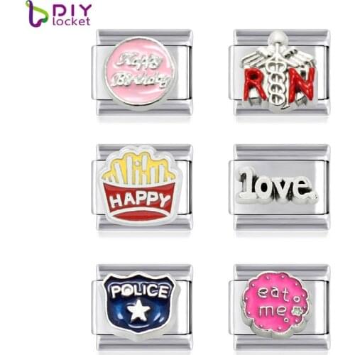 10pcs Mix Style Stainless Steel Italian Charm Bracelet Charms LSIT344-681