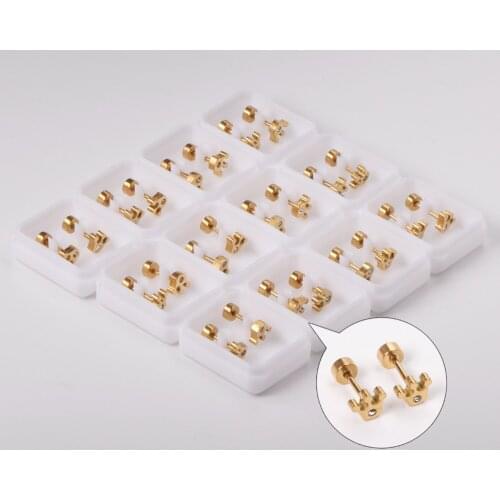 12 Pairs/lot 316L Stainless Steel Crown Stud Earrings with Cubic Zirconia Screw Back Ear Stud for Women Party Gift Jewelry