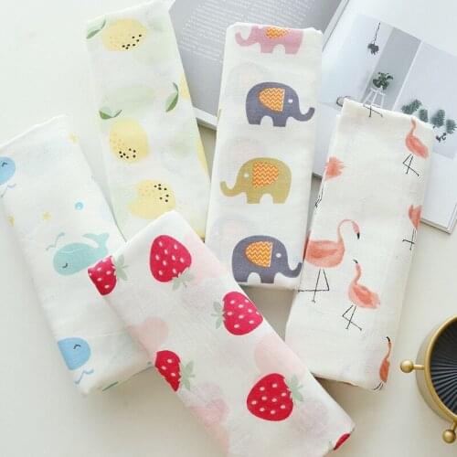 2m/lot Animal Double Gauze Fabric Cotton Print Baby Infants Clothes Bedding Mask Material Flamingo Elephant Rabbit Pig Flower