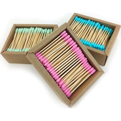 200PCS/Box Double Head Cotton Swab Bamboo Sticks Cotton Swab Disposable Buds Cotton For Beauty Makeup Nose Ears Cleaning