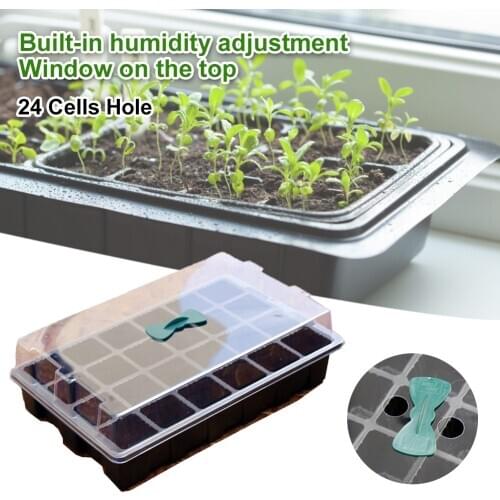 24 Cells Hole Nursery Pots Plant Seed Box Tray Insert Seeding Case Plastic Plant Seeds Growing Box Trays Base Garden Grow Boxes