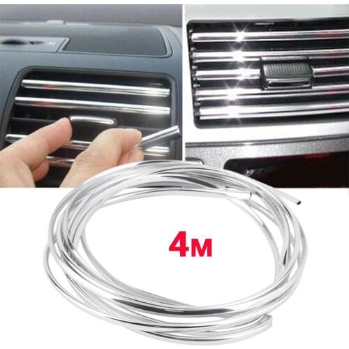 4 Meter Car Accessories DIY Car Interior Air Conditioner Outlet Vent Grille Chrome Decoration Strip Silvery car styling 20Arl8