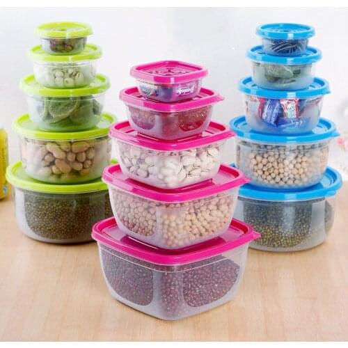 5Pcs/Lot Plastic Lunch Box Portable Snack Fruit Dessert Bowl Eco-Friendly Home Food Storage Container Kitchen Sealed Bento Box
