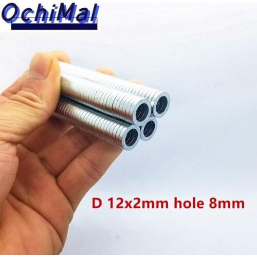 50/100/200PCS/lot Ring Magnets D 12-8*2 mm N42 Strong NdFeB Magnet 12*2 mm hole 8 mm Permanent magnet 12mm x 2mm 12-8 rare earth
