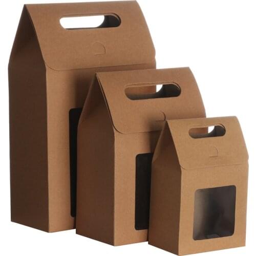 6pcs Kraft Paper Bag Khaki Candy Bag Wedding Favors Gift Box Package Birthday Party Baby Shower Decoration Bags with Flip Cover