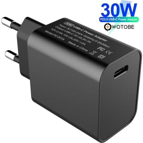 USB-C Power Adapter 18W 30W 45W 60W 65W QC3.0 PD3.0 Charger For xiaomi USB-C Laptops MacBook Pro iPhone Pixel S8/S9/S10 P20/30