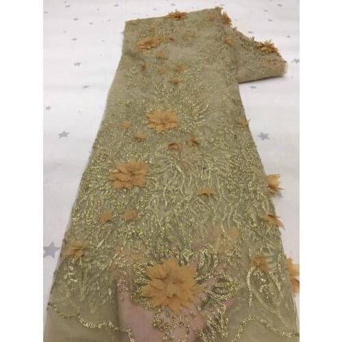 African Lace Fabric High Quality Lace With Beaded L-688682 Nigerian Lace fabrics For Wedding French Tulle Lace Fabric