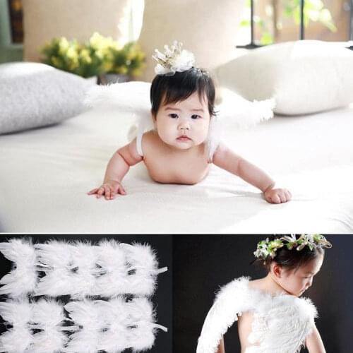 White Feather Angel Wing Dance Stage Wear Christmas Tree Hanging Ornament Wedding Kids Photography props costumes Clothing Acc