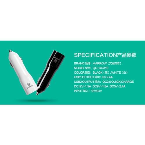 QC 2.0 Quick car Charger with usb 2 port for Toshiba Tablet