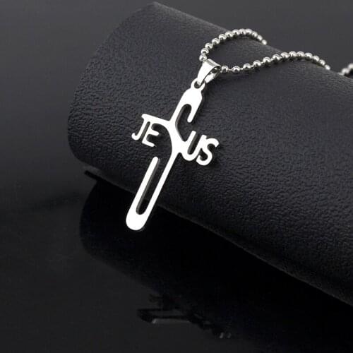 JESUS CROSS Pendant Necklace Religious Jewelry for Men/women Stainless Steel Chain Christian Symbol Nice Gift