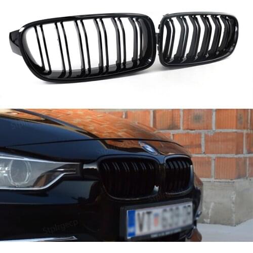 Black Front Bumper Dual Slat Front Kidney Grill Grille for BMW 3 series F30 F31 F35 2011-2019 High Quality Car Accessories