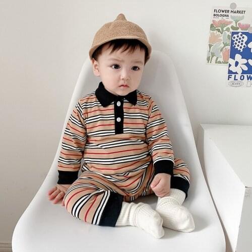 Baby Romper 2021 Autumn Boy Striped Childrens Clothing Newborn Romper