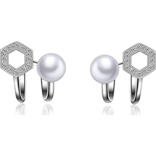 Exquisite 925 Sterling Silver Stud Earring Shiny Cz Crystal AAA Crystal With Freshwater Pearl Ear Accessories Jewelry