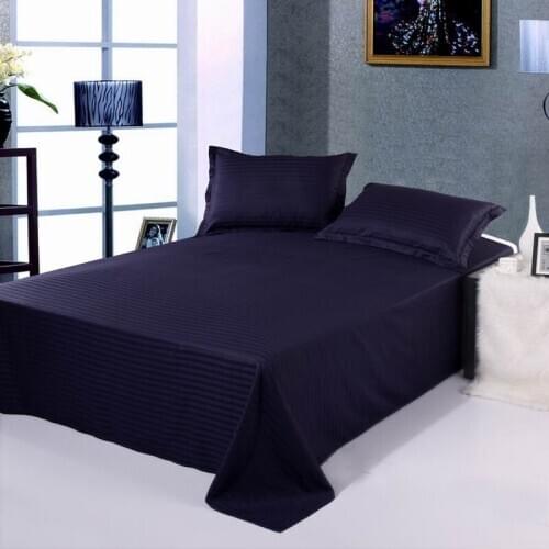 Jeefttby Luxury Hotel 100% Satin Cotton Bedding 1pcs Sheets Upscale Dark Blue Flat Sheets Full Size King Size Cotton Bed Sheets