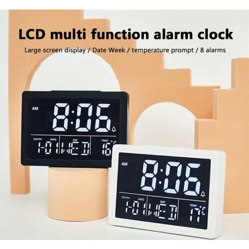 Multicolor Sound Control Square LED Alarm Clock Desktop Table Digital Thermometer Wood USB/AAA Date Display