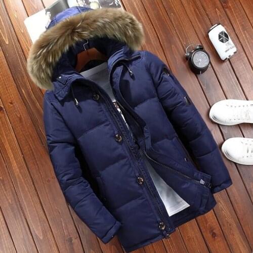 2020 Men Fashion Thick Warm Fur Collar Hooded Waterproof jaqueta masculina OverCoat Winter Mens Down jacket Parkas Cotton-padded