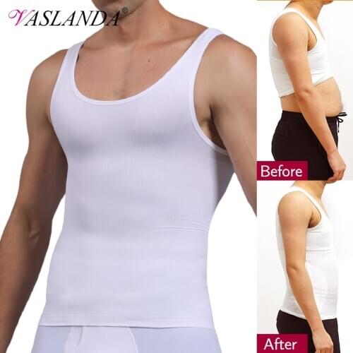 Mens Body Shaper Waist Cincher Vest Slimming Underwear Compression Shirts Weight Loss Workout Tank Tops Tummy Control Corsets