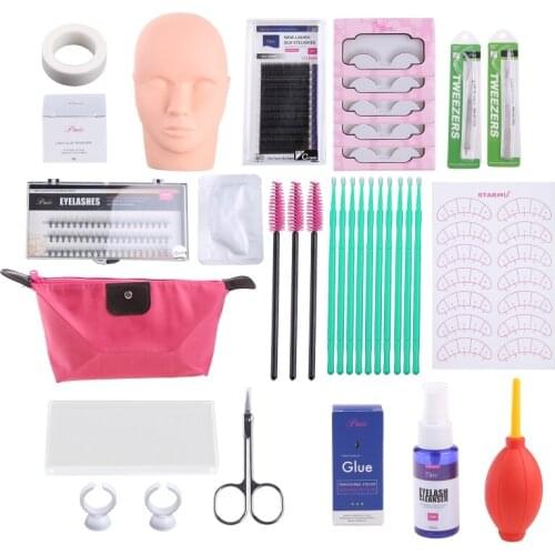 Eyelash Extension Kit 19pcs Eyelash Extensions Training Kit MakeUp False Eyelashes Extension Tool for Makeup Practice Eye Lashes