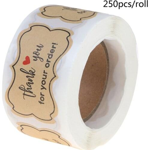 New 250pcs Natural Kraft "Thank You for Supporting My Small Business" Stickers seal labes For Handmade Baking Gift Decor Sticker