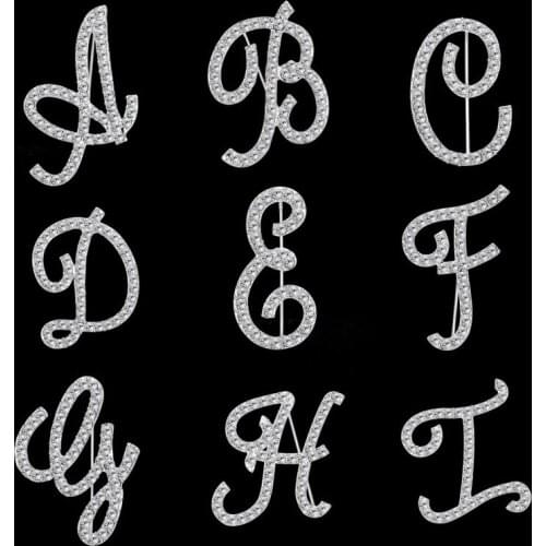 New 26 English Letter Brooch Rhinestone Crystal Lapel Pins and Brooches Suit Coat Badge Fashion Jewelry Gifts for Women and Men