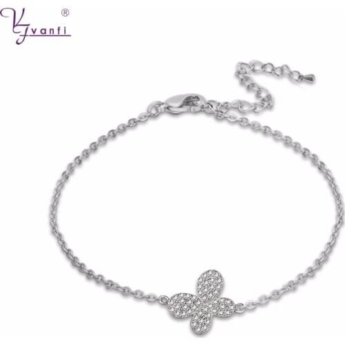 New Style Women Best Friend Silver Plated Bracelet Dainty Cute Shiny Butterfly Bracelets For Women Gift